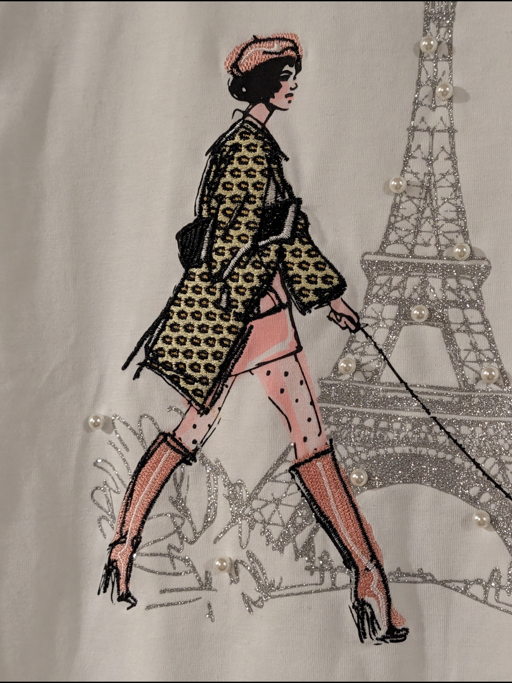 Twelve By Ontwelfth Brand White Graphic Tee with Paris Fashion Illustration - Picture 4 of 6